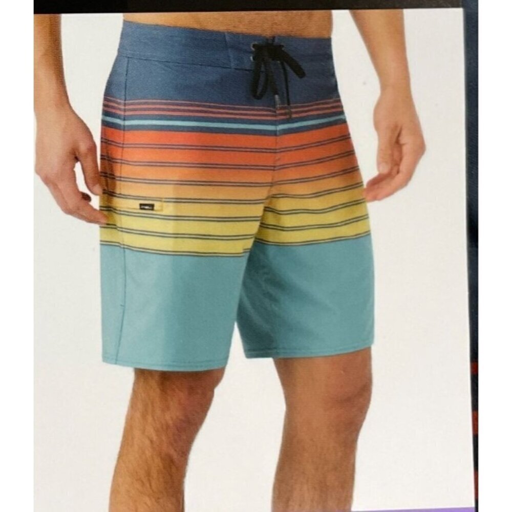 NEW ONeill Mens 30 Gradient Stripe Boardshorts Quick-Dry 4-Way Stretch Multi